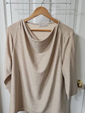 89th + Madison Shimmer Cream Cowl Neck Sweater-1X
